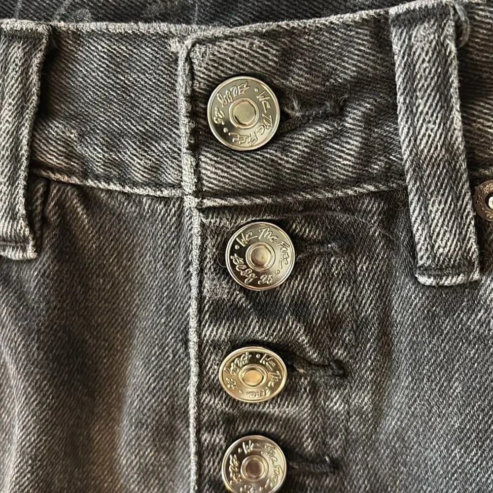We The Free Black Button Fly High Rise Distressed Raw Hem Jeans Siz 24